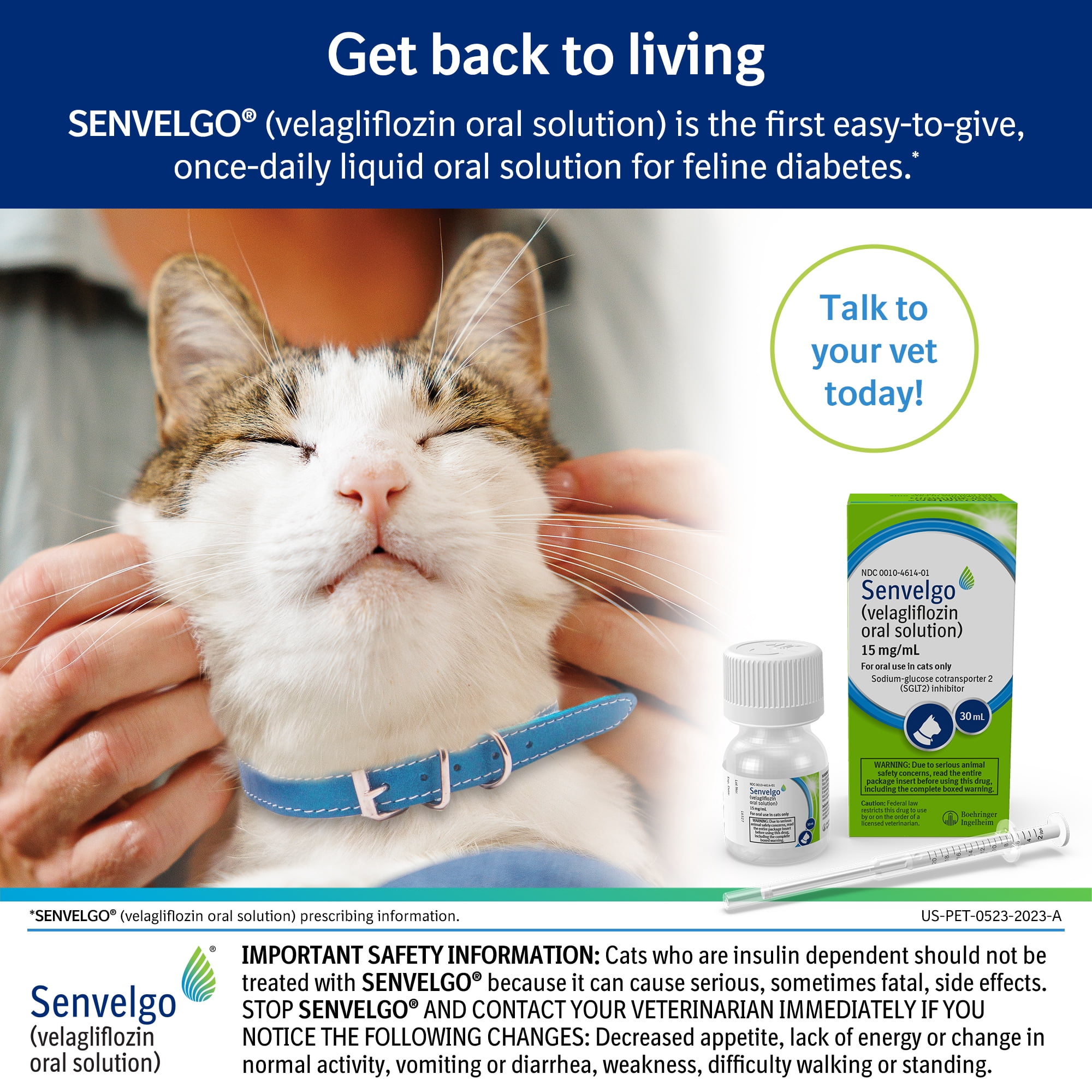 Senvelgo (Velagliflozin Oral Solution) Liquid Oral Diabetes Treatment for Cats, 15 mg/mL, 30 ml