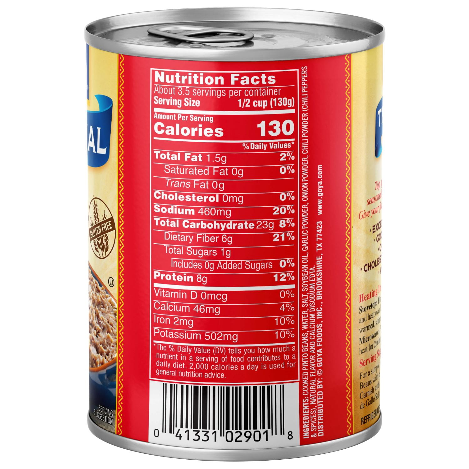 (8 pack) Goya Refried Pinto Beans Traditional, 16 oz can