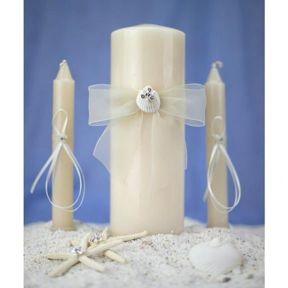 Rhinestone Shell Hawaiian Beach Wedding Unity Candle Set