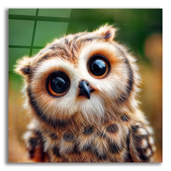 Epic Art 'Cute Owl' by Rey Klimt Acrylic Glass Wall Art, 12" x 12"