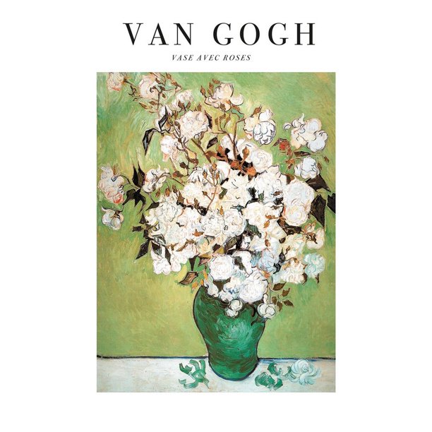 Vincent Van Gogh - Estampado Diseño Rosas (Verde, Blanco)