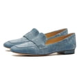 thumbnail image 3 of YDN Women Chic Square Closed Toe Slip On Loafer Flats Block Low Heel Pumps Office Outfit Walking Dressy Shoes Size 11 Denim Blue, 3 of 4