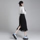 thumbnail image 3 of Falda vaquera de estilo coreano Renyu larga de cintura alta negra y azul corte en A, 3 of 5