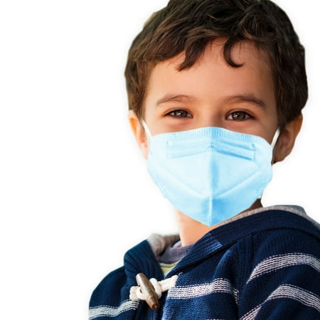 6 Layer Protection Breathable Kids Face Mask (Sapphire Blue) - Made in USA - Filtration>95% with Comfortable Elastic Ear Loop | Bandanna Replacement | For Travel and Personal Care (5 pcs)