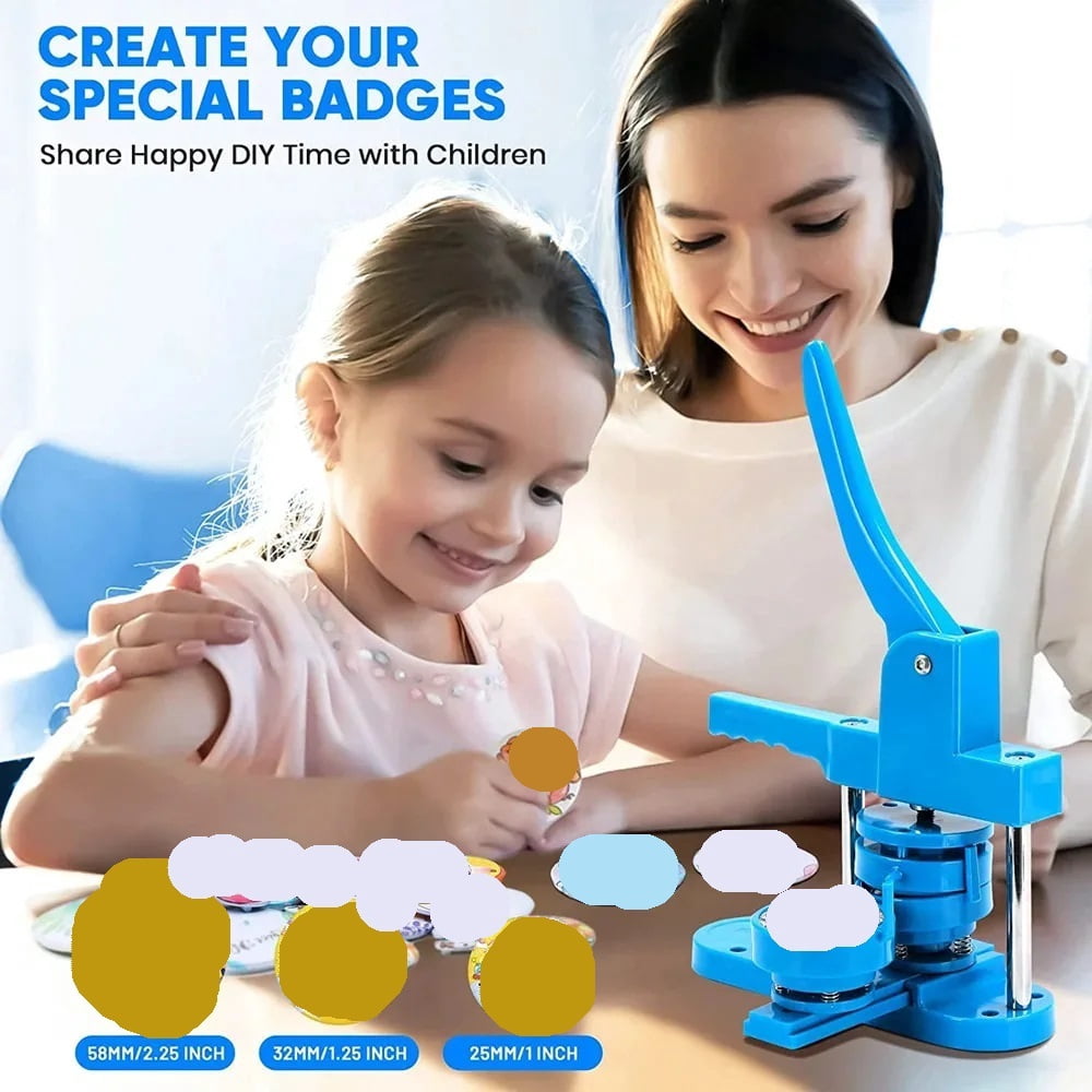 Blue Badge Button Maker Machine, 58MM Pin Badge Making Machine, DIY Pin Badge Punch Press ,Beginner-Friendly