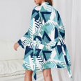 thumbnail image 3 of Mid-Century Print Pajama Robe V Neck Abstract Turquoise Retro Sleepwear Lady Long Sleeve Soft Pajamas Robes Spring Room Dresses, 3 of 5