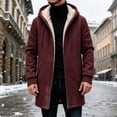 thumbnail image 6 of Ywyfzly Men's Hooded Fleece Coat Zip Up Sherpa Lined Long Jacket with Pockets Solid Color Warm Winter Outerwear Wine XXL, 6 of 7