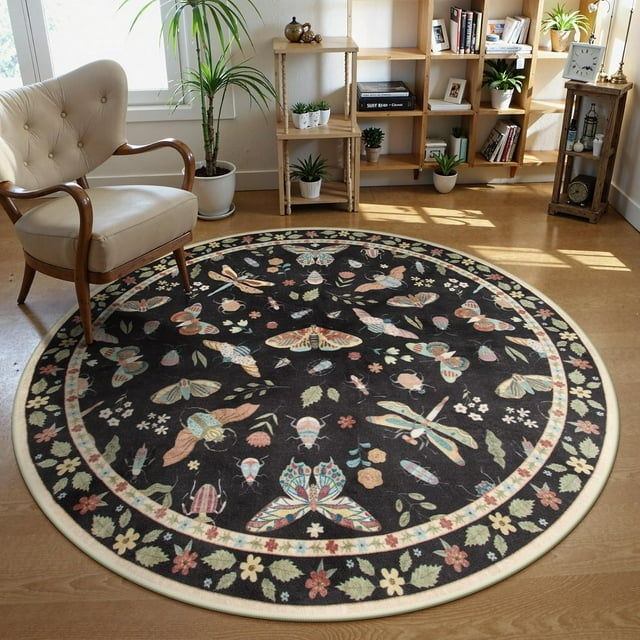 Insect Washable Rugs for Living Room Soft Area Rug x Rug for Bedroom UltraThin Non Slip Dining Room Rug Stain Rug Large Carpet for Office Nursery(&#;x)