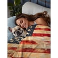 thumbnail image 3 of Retro American Flag Queen Size Flat Sheet, Wrinkleproof & Fadeproof Cooling Flat Bed Sheet Only, Vintage Red Strip Star US Flag Breathable Soft Bedding Top Sheets 90 x 102 Inches, 3 of 8