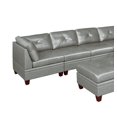 thumbnail image 2 of Genuine Leather Grey Color Tufted 7pc Modular Sectional Sofa Set 3x Corner Wedge 3x Armless Chair 1x Ottoman Living Room Furniture Corner Couch, 2 of 9