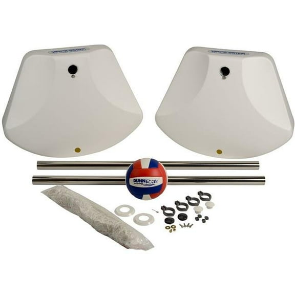 Dunn-Rite V450 Stainless Steel Water Volley Regulation Size Pool Volleyball Set with Weighted Stands