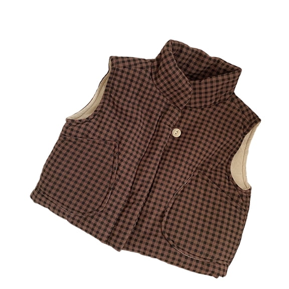QUDDERR Toddler Baby Fall Winter Vest for Girls Boys Kids Zipper Plaid Waistcoat Outwear Warm Sleeveless Jacket with Large Pockets 9M-7T