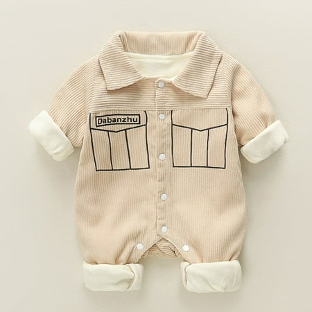 

XZZjjl Toddler Babys Girl Boys Thick Warm Jumpsuit Button Owl Cartoon Prints Farm Romper Babies Boy
