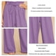 thumbnail image 5 of Pantalones Sueltos Pierna Salvaje Talle Alto Pretina Elástica Bolsillo Lateral Pantalones Fluidos Cinturón Atado Versátil para Mujer Púrpura L, 5 of 6