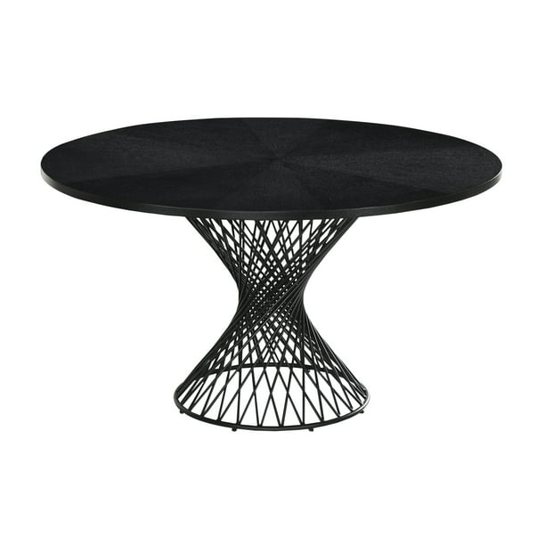 Cirque 54 Round Mid Century Modern Pedestal Black Wood Dining Table With Metal Base Com Cirque 54 Round Mid Century Modern, 54 Round Dining Table Modern
