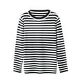 thumbnail image 4 of Amidoa Classic Womens Sweaters Black Long Sleeve Striped Lightweight Pullover Fall Sweaters Womens Cardigans L, 4 of 4