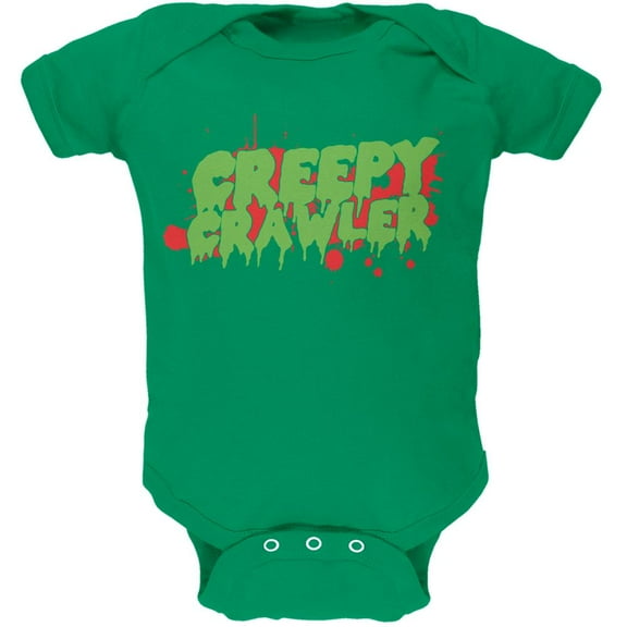 Halloween Creepy Crawler Kelly Green Soft Baby One Piece - 3-6 months