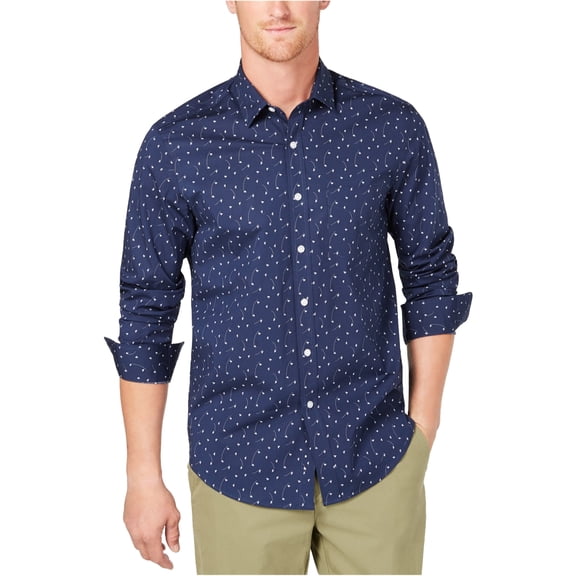Club Room Mens Origami Button Up Shirt, Blue, Small