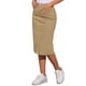 thumbnail image 4 of Faldas de mezclilla para mujer Inspire Chic, de cintura alta, con cremallera, abertura trasera, midi, con bolsillos, color caqui, talla M, 4 of 6