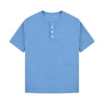 thumbnail image 3 of ITSAME Boys Henley T-Shirts, Comfort Breathable Loose Fit Short Sleeve Summer Casual Fashion Tops Blue Size 7, 3 of 7