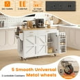 thumbnail image 5 of Meteorleg Kitchen Island with Power Outlets & Trash Cabinet, 2 Drawer Modern Buffet Cabinet Sideboard Coffee Bar for Dining Room Living Room, White, 5 of 9