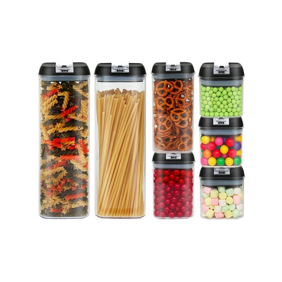Set de 7 contenedores AGBOX para cocina Con tapa Hermética negra