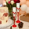 Valentine's Day Plastic Heart Champagne Flutes with Red Sparkling