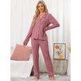 thumbnail image 2 of DARING DIVA Women's Button Up Tops with Pants Pajama Sets XS Pink, 2 of 6