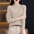 thumbnail image 2 of ManxiVoo Women's Ribbed Knit Turtleneck Sweater Long Sleeve Pullover Basic Top for Fall 2025 Versatile Layering Piece S Size Khaki, 2 of 6
