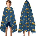 thumbnail image 3 of Cartoon Construction Vehicles Stars Dark Blue Pattern Hooded Bath Towel，60"x35" for Ages 3 To 12 Kids, Quick Dry Lightweight Soft Microfiber Hood Beach Towel Cover Up for Kids, 3 of 7