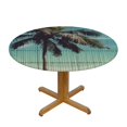 thumbnail image 3 of HAOXIT Summer Round Fitted Tablecloth, Wood Grain &amp; Beach Elastic Edge Table Clothes Washable Table Cover Polyester Home Decor Tablecloths for Indoor Use, Fits Round Table 31-35, 3 of 8