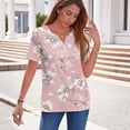 thumbnail image 6 of IYYVV Short Sleeve Womens Shirts Summer Tops 2026 Plus Size Casual Button Down V Neck Loose Fit T Shirt Floral Shirt Vermilion 2XL, 6 of 6