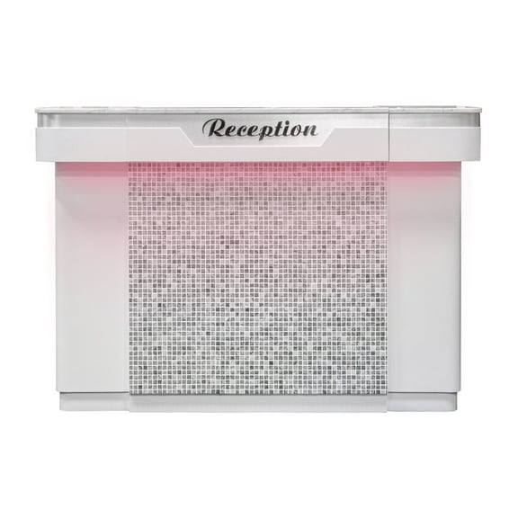 Sonoma Reception Desk Square Table with LED Light and Marble Top, Office Restaurant Beauty Spa Salon Furniture, Luxe White/Mosaic