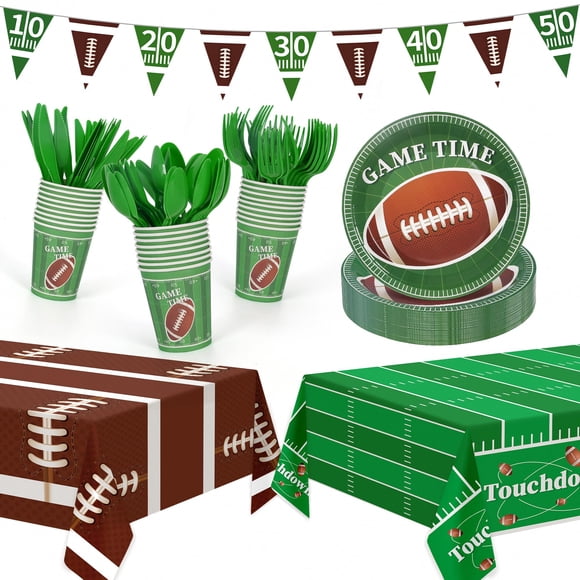 Set de decoración para fiestas Childom Football, 133 piezas con mantel