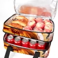 thumbnail image 5 of Fragmented Flowers Double-Layered Insulated and Refrigerated Large Capacity Lunch Bag with Two Compartments for Hand Carry - 7.1x11.4x16.1 Inches, 5 of 6