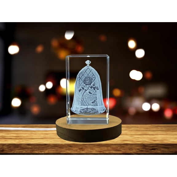 Enchanted Bloom: 3D Engraved Crystal Magic Rose