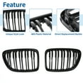 thumbnail image 4 of Rejilla del parachoques delantero superior Unique Bargains No.51112993305 para BMW X1 E84 09-15, negro brillante, doble lamas, 1 par, 4 of 7