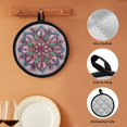 thumbnail image 6 of ZIATUBLES 2 Pieces Pot Holders Oven Mitts 2-in-1 Heat Resistant Hot Mats with Breathable Cotton-Like Liner Non-Slip Quilted Liner Trivets Kitchen 8 Inch Round Decor, Tribal Ethnic Flower, 6 of 7