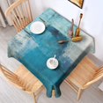 thumbnail image 2 of Square Waterproof Tablecloth Turquoise and Grey Abstract Art Painting Reusable Indoor/Outdoor Durable Table Cover 70 Inch X70 Inch, 2 of 6