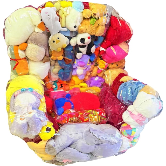 Funda de Almacenamiento de Animales de Peluche Transparente, Extra de 180 litros, Funda para Silla de puf de PVC Impermeable, con Cremallera, Bolsa de puf tapizado, Almacenamiento de Juguetes y