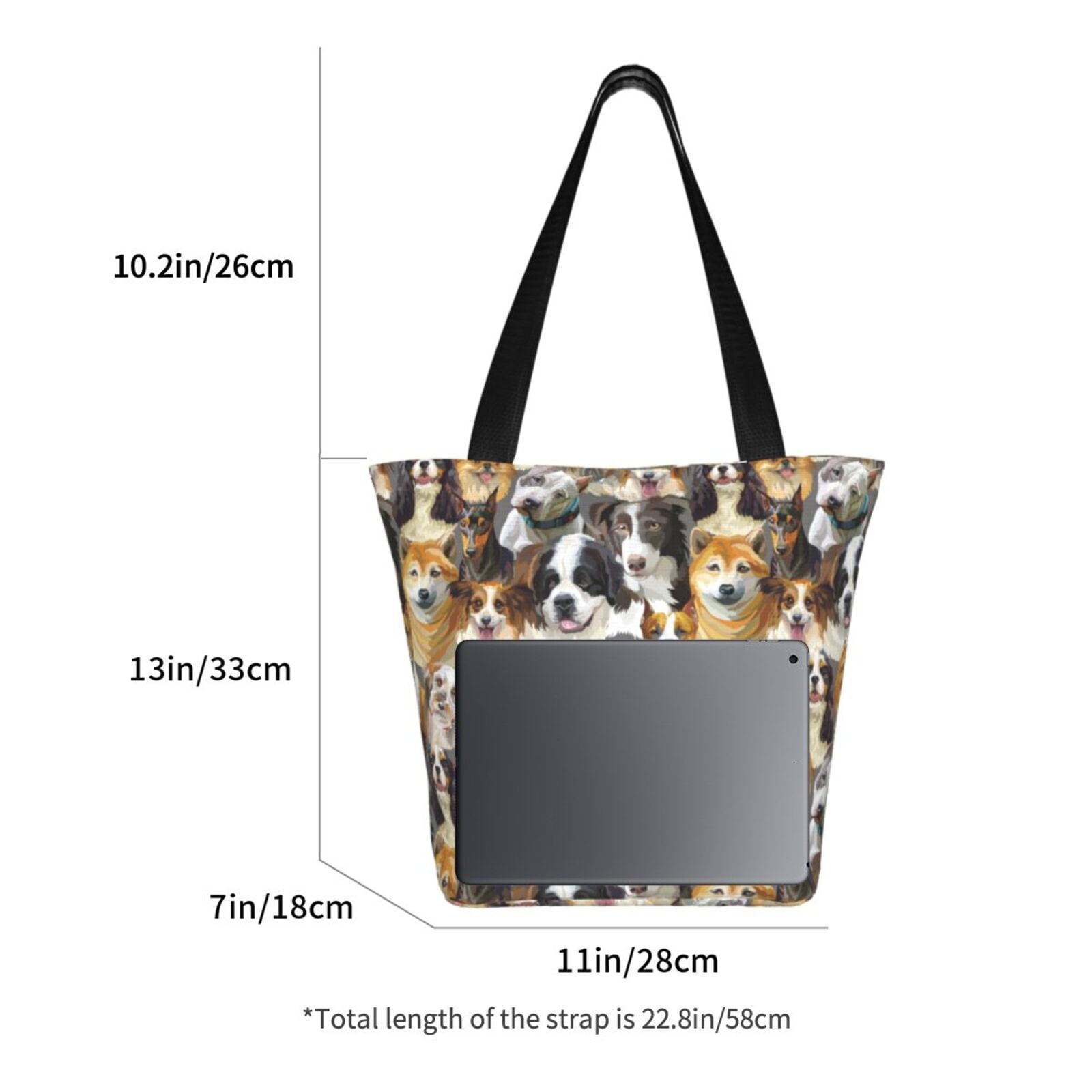 Ratiio Cute Dog Print Shoulder Bag for Women, Polyester Crossbody Purse Lightweight Handbag for Daily Travel and Casual Use