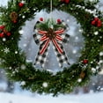 thumbnail image 7 of Shoreew Christmas Burlap Plaid Bow with Pine Cones Pine Needles Large Buffalo Plaid Bow Xmas Wreath Checkered Bow for Holiday Crafts Home Party Tree Decor, 7 of 7