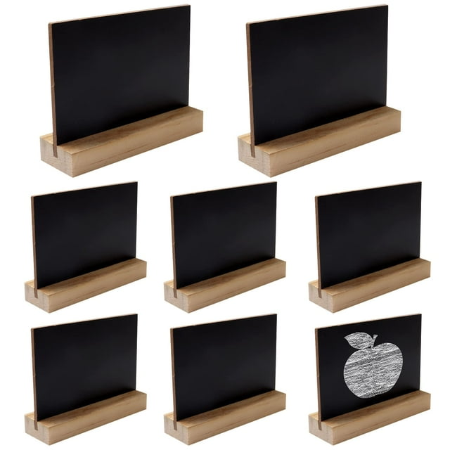 10pcs 4x3 inch Mini Tabletop Chalkboard Signs with Wood Base Stand,Countertop Chalkboard,Rectangle Chalkboards Blackboard