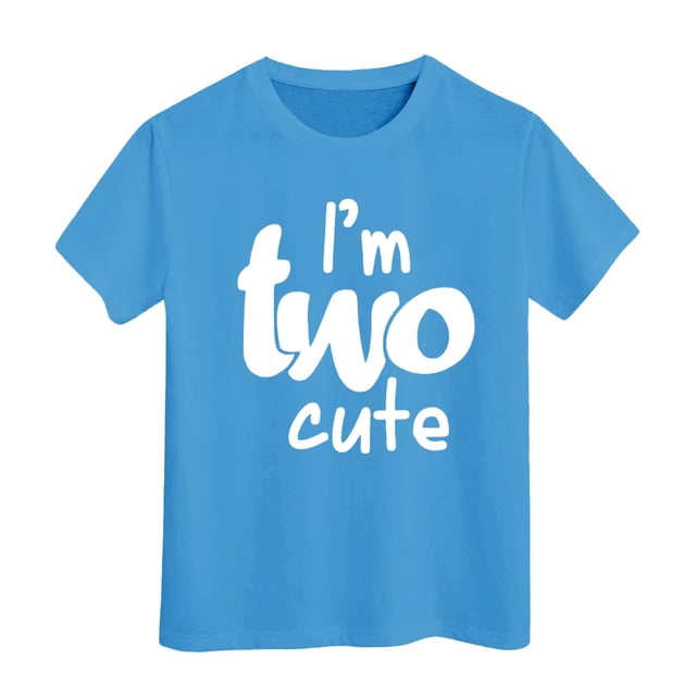 MEZZALL T-Shirt à Manches Courtes pour Fille d'Anniversaire, Col Rond, Coupe Décontractée, Basique, Bleu Clair, 3-4 Ans
