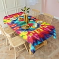 thumbnail image 3 of Vibrant Tie Dye Symmetry Rectangle Tablecloth 60"x120",Waterproof Polyester Rectangle Table Cloth, Wipeable Spillproof Polyester Tablecloth for Dining, Camping, Indoor and Outdoor, 3 of 6