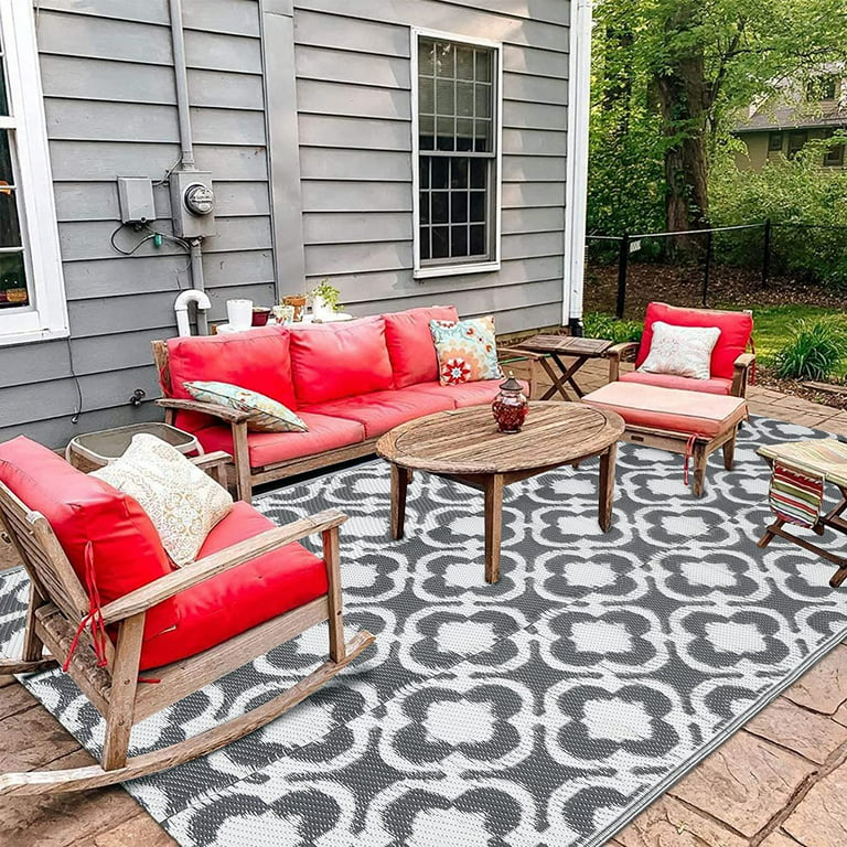 DEORAB 6'x9' Outdoor Rug for Patio Clearance,Reversible Straw
