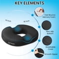 thumbnail image 5 of Qutool Donut Pillow for Tailbone Pain Support, Hemorrhoid Cushion, Orthopedic Memory Foam Seat Cushion, Black, 5 of 9