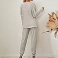 thumbnail image 5 of Meichang Women's Pajama Set 2 Piece Lounge Set Ribbed Knit Crew Neck Long Sleeve Pullover Tops Jogger Pants Set Fall Outfits Running Workout Sets Matching Tracksuit, 5 of 7