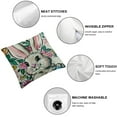thumbnail image 4 of COMIO Hello Easter Bunny Eggs Truck Decorative Throw Pillow Covers , Spring Welcome Peeps Retro Porch Outdoor Home Decor, Floral Farmhouse Stripes Holiday Sofa Couch Cushion Case&nbsp;2pc, 4 of 6