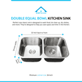 thumbnail image 4 of KBFmore Classic 32 Inch 16 Gauge Undermount 50/50 Double Equal Bowl Stainless Steel Kitchen Sink with Strainer and Grid, 4 of 11